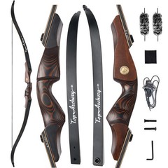 60» RH Archery Takedown Recurve Bow 30-55lb Wooden Riser &Arrows Hunting Target