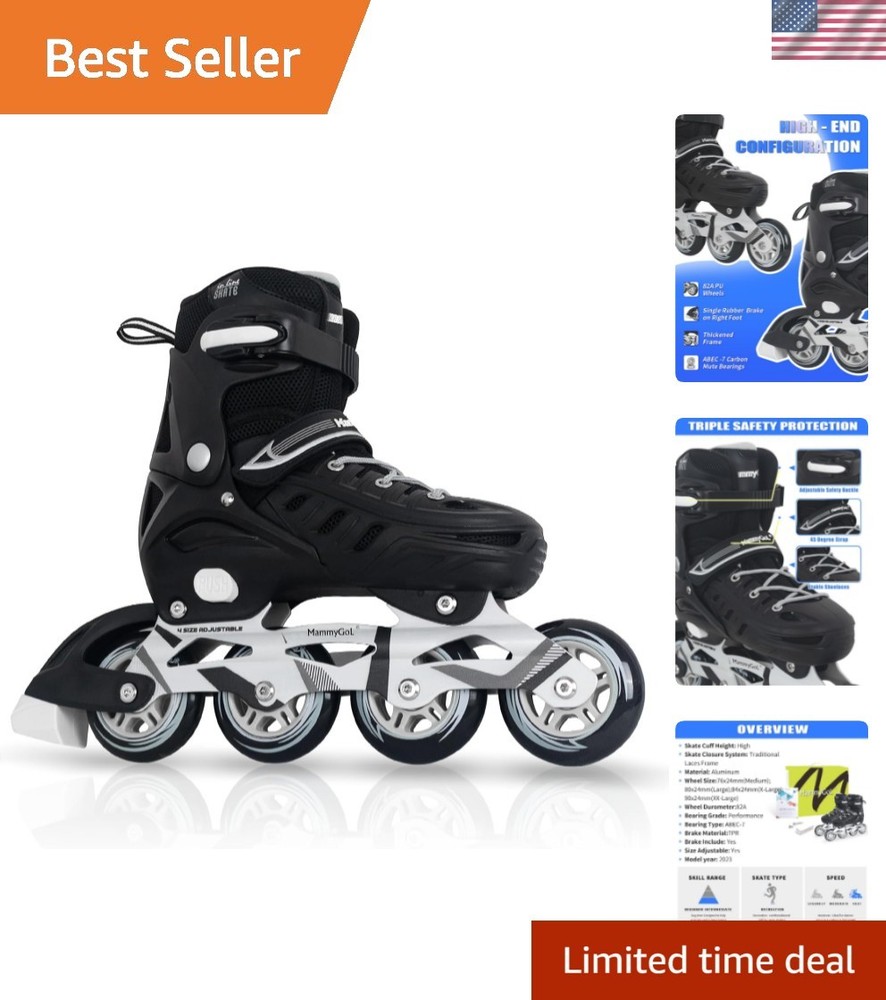 Adults Adjustable Inline Skates, Safe and Durable Roller Skates with Giant Wh…