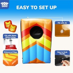 2 Sets Inflatable Pool Games Toys, Pool Cornhole Game Floating Orange&Blue