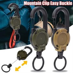 Retractable Heavy Duty Pull Reel Keychain Steel Wire Rope Carabiner Tool