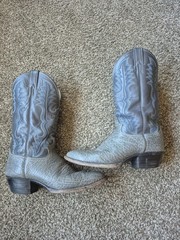 Justin 2225 Grey Blue Leather Cowboy Boots Men’s Size 8.5 E USA