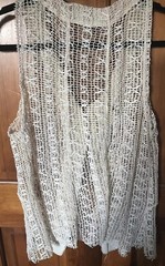 KAKTUS Fall vest Coverup beige size Large sz L crochet boho hippie 12 14 zen