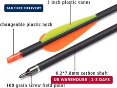 Carbon Arrow Hunting Arrows 26 28 30 Inch with 100 Grian Removable Tips for Comp