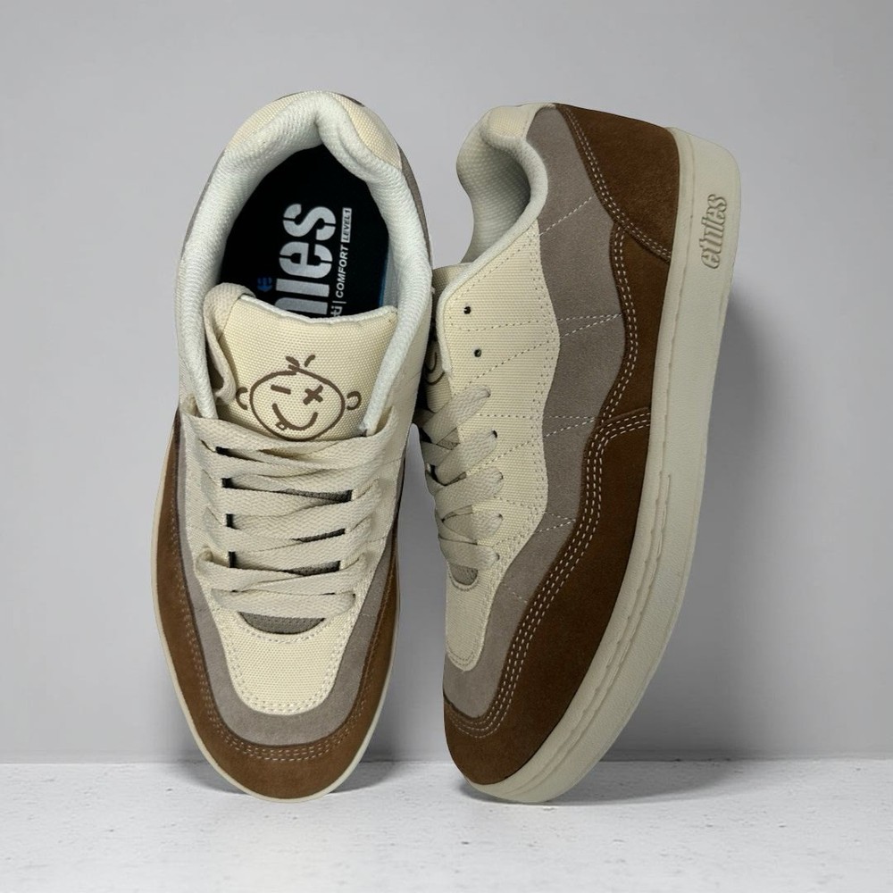 Etnies»Snake» Skate Shoes Brown Tan Grey Suede Canvas Sneakers M8/W9.5 NWB