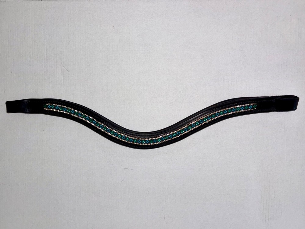 Black Oak by KL Select Emerald City curved browband, black, horse size (16″)