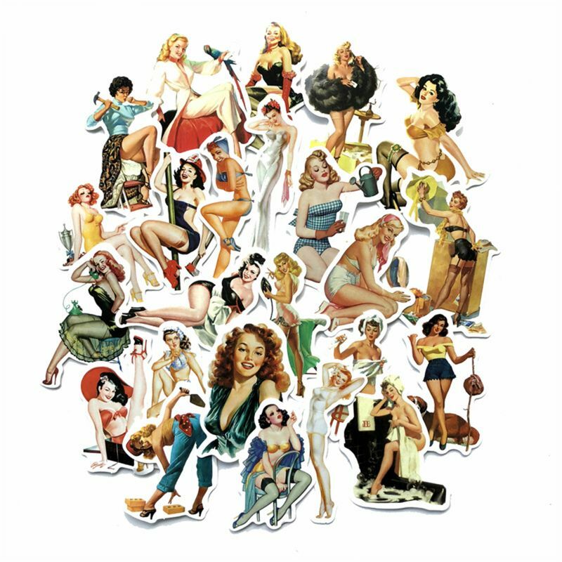 Lot 50 Vinyl Glamor Girl Retro Beauty Laptop Stickers Decals Sticker PVC