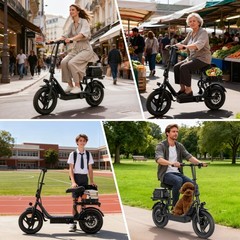 Electric Scooter Adults with Seat & Luggage Range 50Miles, Foldable E-Scooter