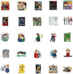 62Pcs Eddsworld Anime Game Stickers Pack, Manga Poster Cartoon Vinyl Waterproof