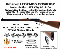 Umarex Legends Cowboy .177 Calibe Lever Action Air Rifle with CO2 and BBs Bundle