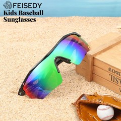 Feisedy Kids Teens Baseball Polarized Sunglasses Sports Tr90 Frame Boys Girls