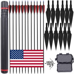 Archery Arrowhead Quiver Carbon Arrows 30″ Turkey Feather Compound Recurve Bow