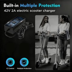 High-Efficiency 42V 2A Charger with Triple Connector Type for 36V Batteries