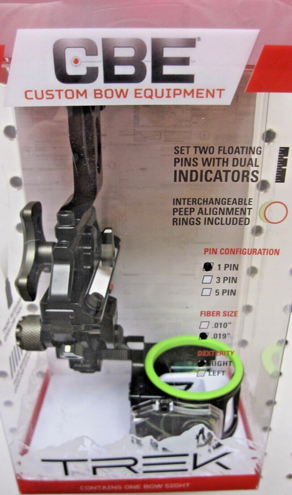 CBE TREK Horizontal 1 Pin Sight .019 Right Hand w/ Sight Light-New