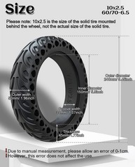 60/70-6.5 Solid Tire, 10×2.5 Tubeless Tyre Replacement for Segway Ninebot Max…