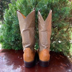 Tony Lama Vintage Exotic Ostrich Patchwork Leather Cowboy Boots Size 8.5 D