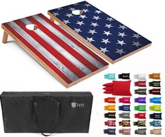 Set of 4’x2′ American Flag Combo Cornhole Boards w/ 8 Cornhole Bags