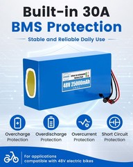48V 25Ah Lithium Battery Pack Rechargeable for 48V Electric Bicycle Systems