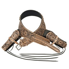 34 In Hilason Western Double Hand Gun Holster Rig 44/45 Cal Leather