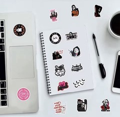 25 Piece Mix Lot 2” Grim Reaper Gothic Skull Stickers Decals, Valentines Mix