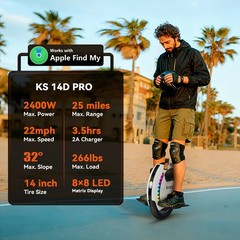 KINGSONG 14D PRO Electric Unicycle One Wheel for Adults Commuting 67.2V 2A EUC
