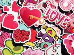 10-100 Pink Love & Marriage Cute Holographic Sticker Pack Girly Reflective Decal