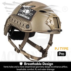 ACTIONUNION Airsoft Helmet Pro Set PJ Type Tactical One Size, Tan