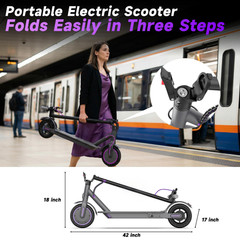 Electric Scooter 8.5» Solid Tires 350W 19MPH 36V Folding App Controlled UL2272