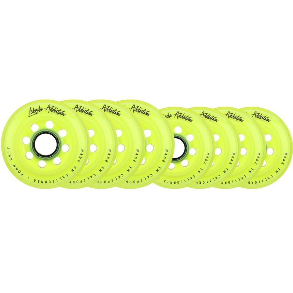Labeda Wheels 80mm /76mm Hilo Set Addiction Yellow Inline Indoor Roller Hockey
