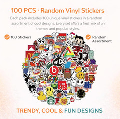 100PCS Random Vinyl Stickers Bulk Pack Waterproof Stickers Kids Teens & Adults