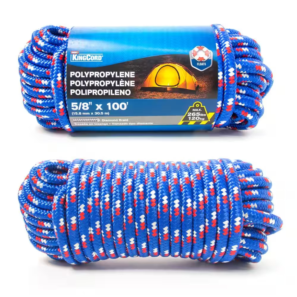 5/8 in. x 100 ft. Diamond Braid Polypropylene Rope, 2 Assorted Colors