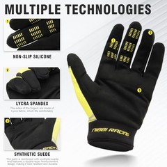 Off-Road Motorcycle Gloves for ATV Pit Bike Dirt Bike Riding Medium Yellow