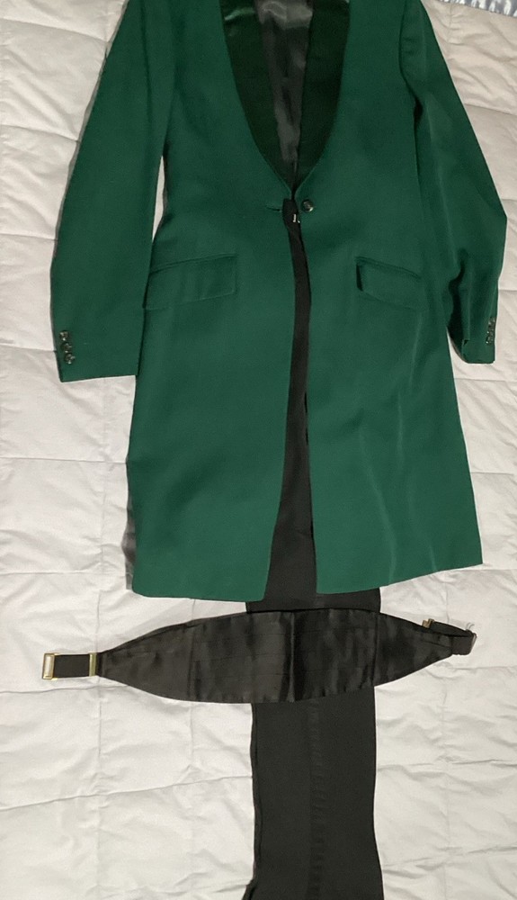 Vintage Lord Geoffrey Green English riding habit equestrian tailored tuxedo suit