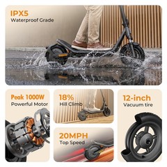 🛴ELECTRIC SCOOTER PEAK 1000W 28MILE RANGE ADULT 20MPH HIGH SPEED COMMUTE 12″ US