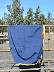 Gore-Tex Turnout Rug Dover Saddlery Classic Cover-Ups 76″ Blue Yellow Trim
