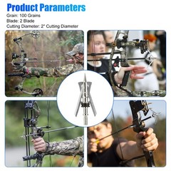 24Pcs 100 Grain Broadheads 2″ Dia Expandable Hunting Arrowhead w/2 Blade Archery