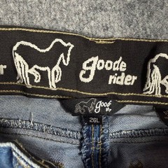 Goode Rider Jeans Equestrian Breeches Womens 26L Blue Cotton Knee Patch GUC