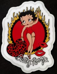 BETTY BOOP STICKER «ON FIRE BOOP» 2 3/4 X 3 3/4″ GLOSSY THICK WATERPROOF OUTDOOR