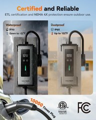 Portable Level 1 &2 40 Amp EV Charger for Non-Tesla J1772 EVs, 240v, 25ft Cable