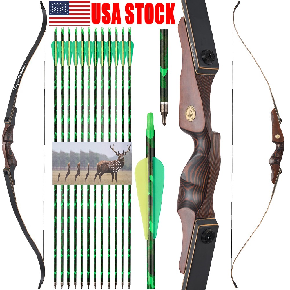 60″Recurve Bow 30-60lbs Takedown Right Hand Bow Archery Outdoor Hunting Shooting