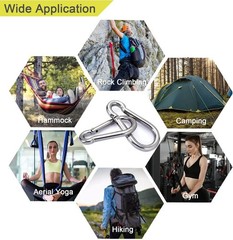 10 PCS Stainless Steel Carabiners Spring Snap Hooks Heavy Duty Keychain Clip NEW