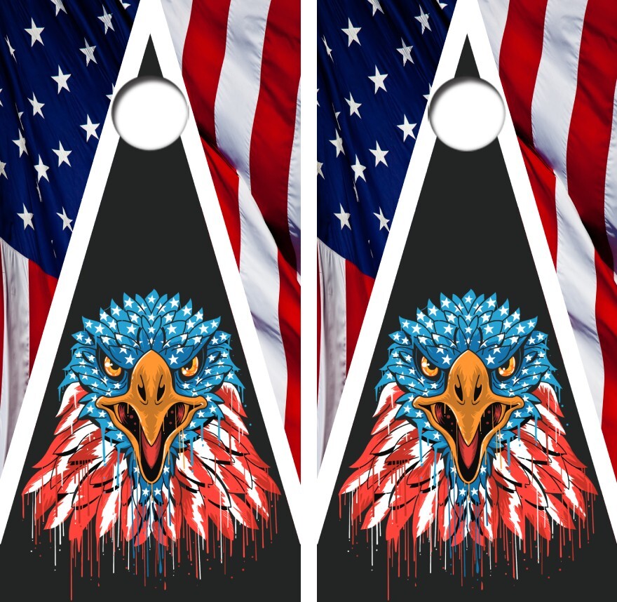 American Flag Bald Eagle Cornhole Board Wraps FREE LAMINATION #4817
