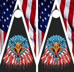 American Flag Bald Eagle Cornhole Board Wraps FREE LAMINATION #4817