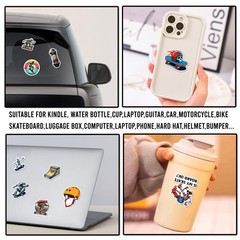 50Pcs Skateboard Vinyl Stickers Waterproof Vinyl Decals for Water Bottles Laptop