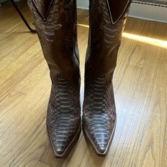 Black Jack Python Snakeskin Leather Western Cowboy Boots Men’s 8.5D Brown