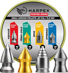 Harpex Combo .22 Cal Airgun Pellets – 200 Count Variety Pack (Aquiles, Fênix Gol