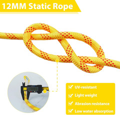 Static Climbing Rope – 12Mm High Strength Arborist Rope 32FT for Outdoor Rappell