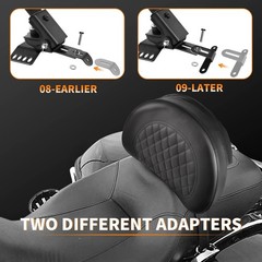 Motorcycle Adjustable Backrest Pad Custom Front Mounting Driver Rider Seat