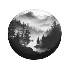 Mountain Lake Tree Landscape Spare Tire Cover Weatherproof Universal Wheel