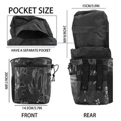 Drawstring Highend Rock Climbing Chalk Bag with a Carabiner black camouflage