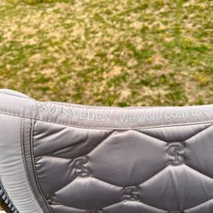 PS of Sweden Dressage Saddle Pad Taupe Greige Monogram Quilted Silver Trim FS